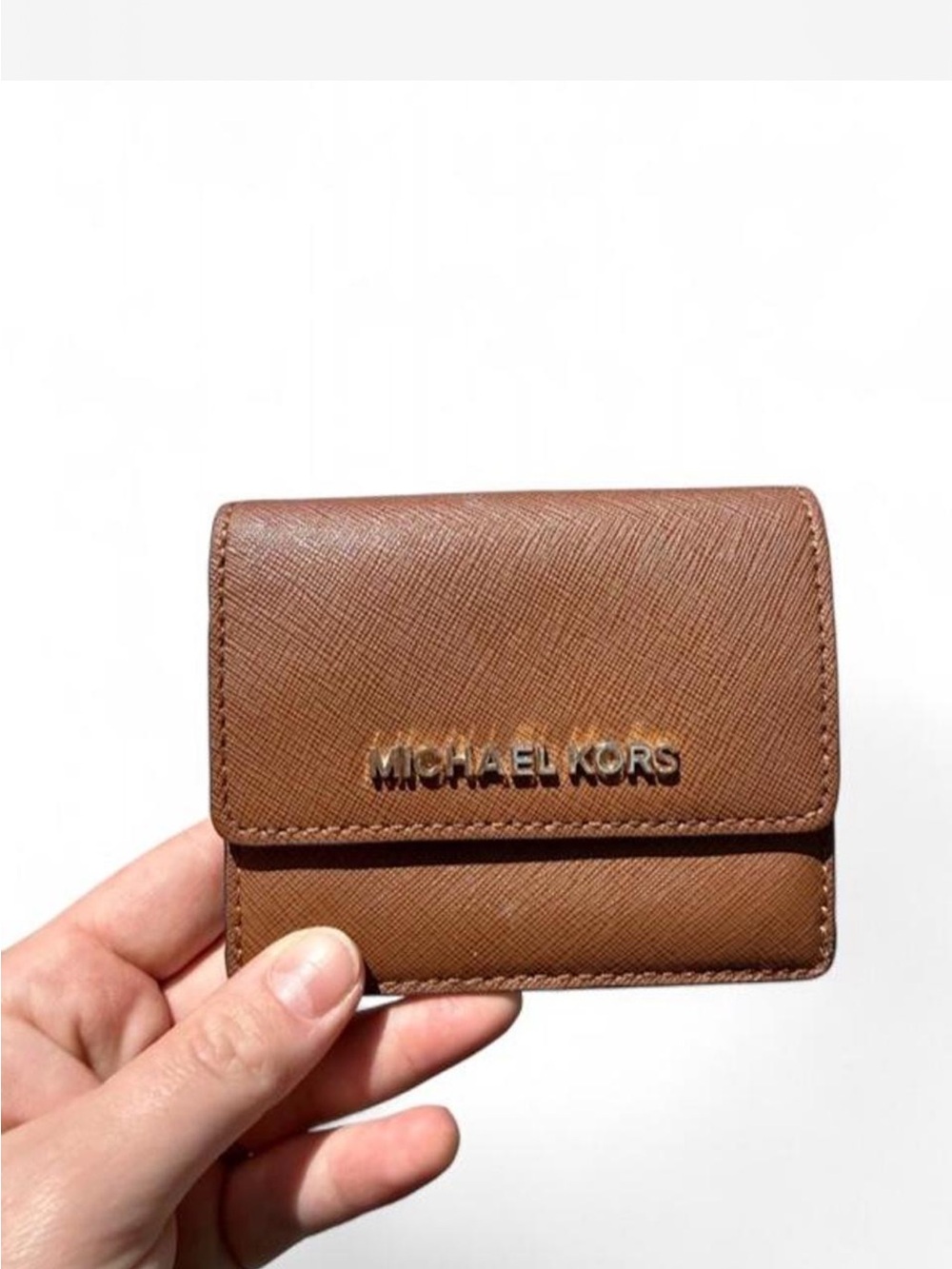 Michael Kors Brown Leather Card Wallet with Clear ID Window